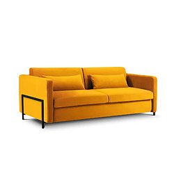 CXL by Christian Lacroix Canapé convertible "Yanis" 3 places en velours jaune