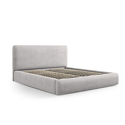 Acheter Cosmopolitan Design Lit coffre avec tête de lit "Colonel" 140x200cm en chenille gris clair