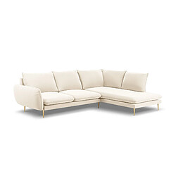 Cosmopolitan Design Canapé d'angle droit "Vienna" 6 places en velours beige clair