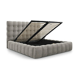 Cosmopolitan Design Lit coffre avec tête de lit "Bali" 140x200cm en velours gris clair pas cher