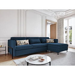 CXL by Christian Lacroix Canapé d'angle droit convertible avec coffre de rangement "Yanis" 5 places en tissu structurel bleu