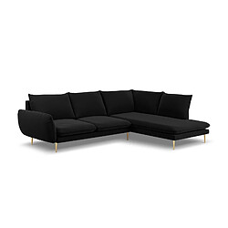 Cosmopolitan Design Canapé d'angle droit "Vienna" 6 places en velours noir