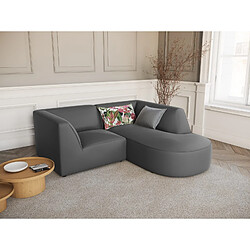 CXL by Christian Lacroix Canapé d'angle droit "Charles" 3 places en velours gris foncé