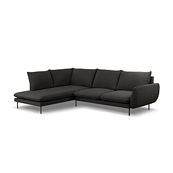 Cosmopolitan Design Canapé d'angle gauche "Vienna" 6 places en bouclé noir