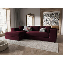 CXL by Christian Lacroix Canapé d'angle gauche "Tendance" 5 places en velours rouge foncé