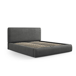 Acheter Cosmopolitan Design Lit coffre avec tête de lit "Colonel" 140x200cm en chenille gris foncé