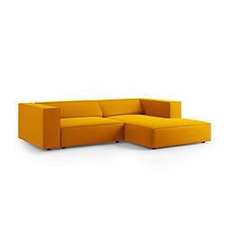 Cosmopolitan Design Canapé d'angle droit "Arendal" 3 places en velours jaune