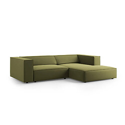 Cosmopolitan Design Canapé d'angle droit "Arendal" 3 places en velours vert clair