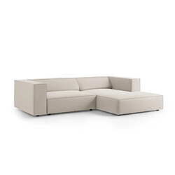 Cosmopolitan Design Canapé d'angle droit "Arendal" 3 places en velours écru