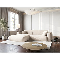 Cosmopolitan Design Canapé d'angle gauche "Nolio" 4 places en chenille beige clair