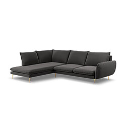 Cosmopolitan Design Canapé d'angle gauche "Vienna" 6 places en velours gris foncé