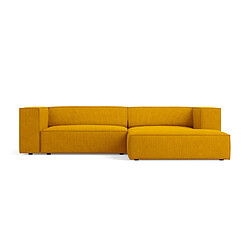 Cosmopolitan Design Canapé d'angle droit "Arendal" 3 places en chenille avec un effet côtelé moutarde