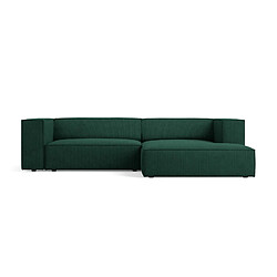 Cosmopolitan Design Canapé d'angle droit "Arendal" 3 places en chenille avec un effet côtelé vert bouteille