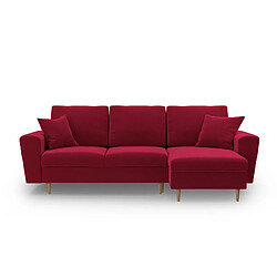 Cosmopolitan Design Canapé d'angle réversible convertible avec coffre de rangement "Kyoto" 4 places en velours rouge 