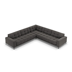Cosmopolitan Design Canapé d'angle symétrique "Bali" 6 places en velours gris foncé