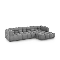 Cosmopolitan Design Canapé d'angle droit modulable "Sky" 4 places en velours gris clair