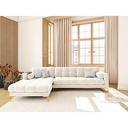 Cosmopolitan Design Canapé d'angle gauche "Bali" 5 places en velours beige clair
