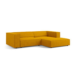 Cosmopolitan Design Canapé d'angle droit "Arendal" 3 places en chenille avec un effet côtelé moutarde