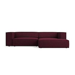 Cosmopolitan Design Canapé d'angle droit "Arendal" 3 places en chenille avec un effet côtelé rubis