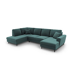 Avis Cosmopolitan Design Canapé gauche panoramique convertible avec coffre de rangement "Kyoto" 7 places en velours pétrole
