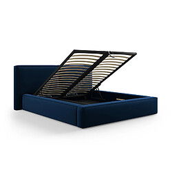 Cosmopolitan Design Lit coffre avec tête de lit double "Arendal" 180x200cm en velours bleu roi pas cher