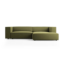 Cosmopolitan Design Canapé d'angle droit "Arendal" 3 places en velours vert clair