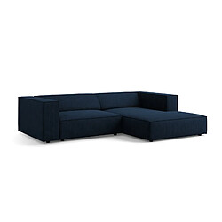 Cosmopolitan Design Canapé d'angle droit "Arendal" 3 places en chenille avec un effet côtelé bleu roi