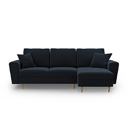 Cosmopolitan Design Canapé d'angle réversible convertible avec coffre de rangement "Kyoto" 4 places en velours bleu foncé 