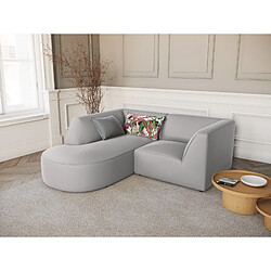 CXL by Christian Lacroix Canapé d'angle gauche "Charles" 3 places en velours gris clair
