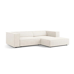 Cosmopolitan Design Canapé d'angle droit "Arendal" 3 places en chenille avec un effet côtelé ivoire