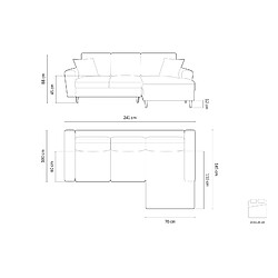 Avis Cosmopolitan Design Canapé d'angle réversible convertible avec coffre de rangement "Kyoto" 4 places en velours bleu clair