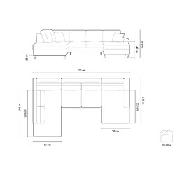 Acheter Cosmopolitan Design Canapé gauche panoramique convertible avec coffre de rangement "Kyoto" 7 places en velours pétrole