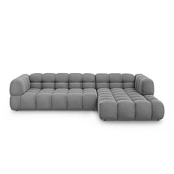 Cosmopolitan Design Canapé d'angle droit modulable "Sky" 4 places en velours gris clair