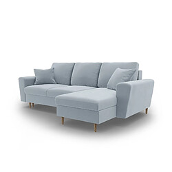 Acheter Cosmopolitan Design Canapé d'angle réversible convertible avec coffre de rangement "Kyoto" 4 places en velours bleu clair