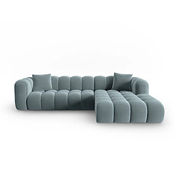 CXL by Christian Lacroix Canapé d'angle droit modulable "Clotilde" 4 places en velours bleu clair