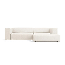 Cosmopolitan Design Canapé d'angle droit "Arendal" 3 places en chenille avec un effet côtelé ivoire
