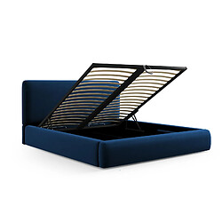 Cosmopolitan Design Lit coffre avec tête de lit "Colonel" 140x200cm en velours bleu roi pas cher