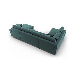 Cosmopolitan Design Canapé gauche panoramique convertible avec coffre de rangement "Kyoto" 7 places en velours pétrole pas cher