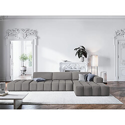 CXL by Christian Lacroix Canapé d'angle droit "Luc" 5 places en velours gris clair