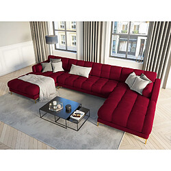Cosmopolitan Design Canapé panoramique "Bali" 7 places en velours rouge