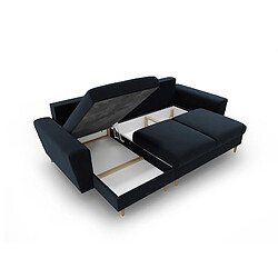 Cosmopolitan Design Canapé d'angle réversible convertible avec coffre de rangement "Kyoto" 4 places en velours bleu foncé pas cher