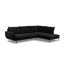 Cosmopolitan Design Canapé d'angle droit "Vienna" 6 places en velours noir