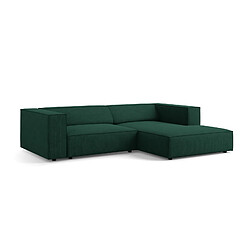 Cosmopolitan Design Canapé d'angle droit "Arendal" 3 places en chenille avec un effet côtelé vert bouteille