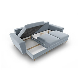 Cosmopolitan Design Canapé d'angle réversible convertible avec coffre de rangement "Kyoto" 4 places en velours bleu clair pas cher