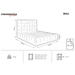 Acheter Cosmopolitan Design Lit coffre avec tête de lit "Bali" 160x200cm en velours beige clair