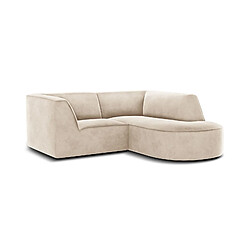 CXL by Christian Lacroix Canapé d'angle droit "Charles" 3 places en velours beige clair