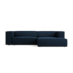 Cosmopolitan Design Canapé d'angle droit "Arendal" 3 places en chenille avec un effet côtelé bleu roi