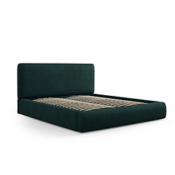 Acheter Cosmopolitan Design Lit coffre avec tête de lit "Colonel" 140x200cm en chenille vert bouteille