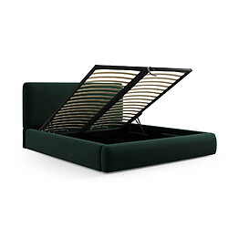 Cosmopolitan Design Lit coffre avec tête de lit "Colonel" 140x200cm en velours vert bouteille pas cher