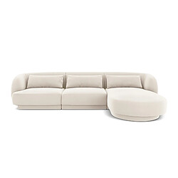 Cosmopolitan Design Canapé d'angle droit "Tulum" 4 places en velours beige clair